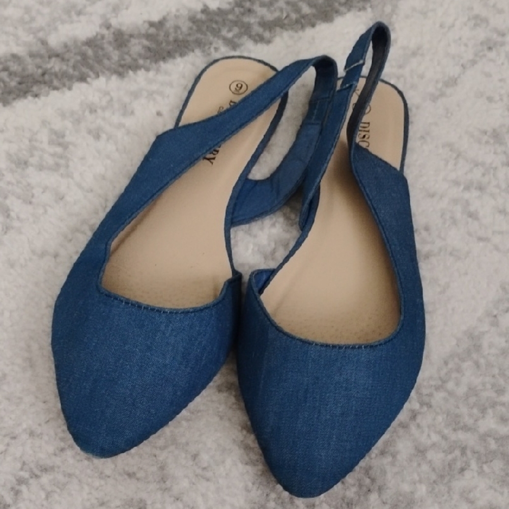Blue Slingback Flats